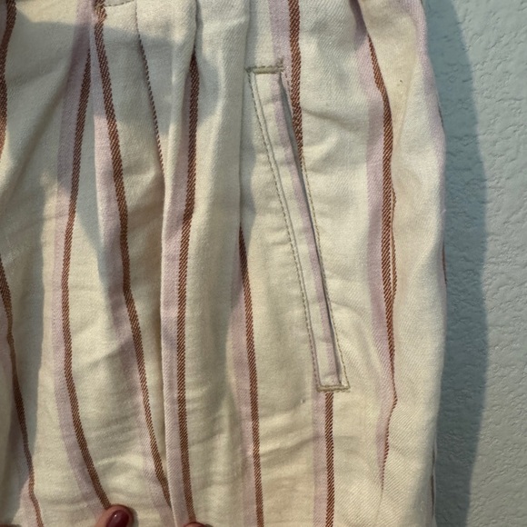 Anthropologie High Waist Cream and Pink Striped Shorts - Picture 3 of 5
